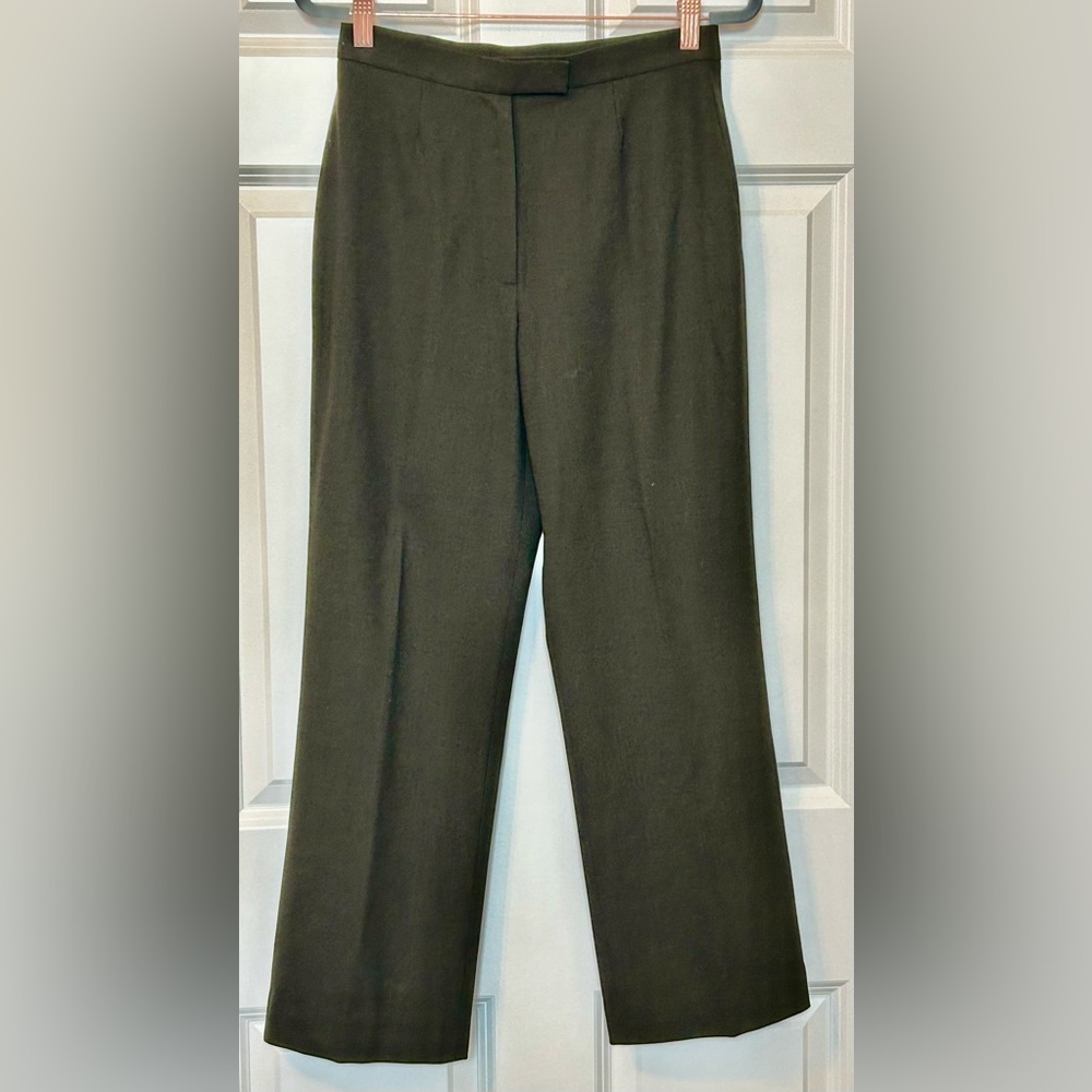 ANN KLEIN Straight Leg Lined Pants Trousers Brown Tweed Wool Blend Petite 4